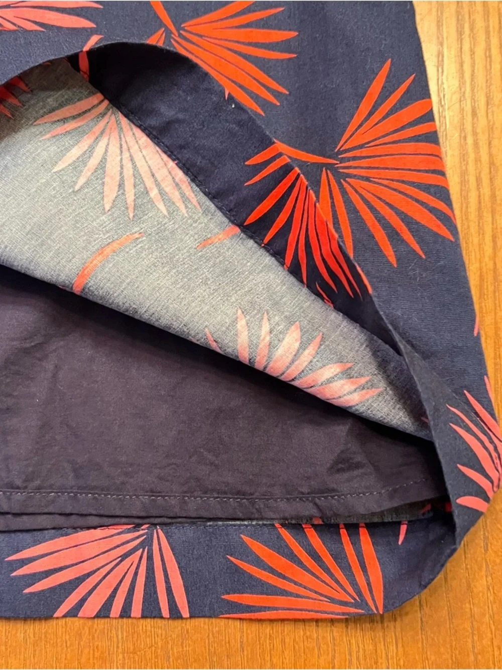 Boden Scattered‎ Holiday Palm Print A-Line Cotton Skirt Navy Blue & Pink Size 4